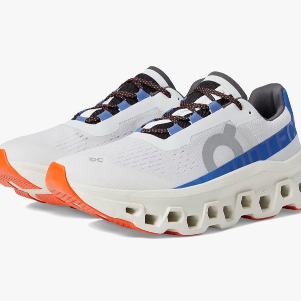 ON Running Cloudmonsters White and Blue Sneakers